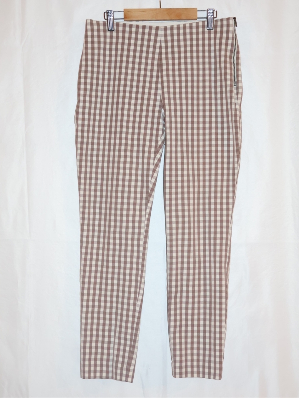 A New Day Gingham Checkered Skinny Ankle Pants-Brown & White. Size 6.